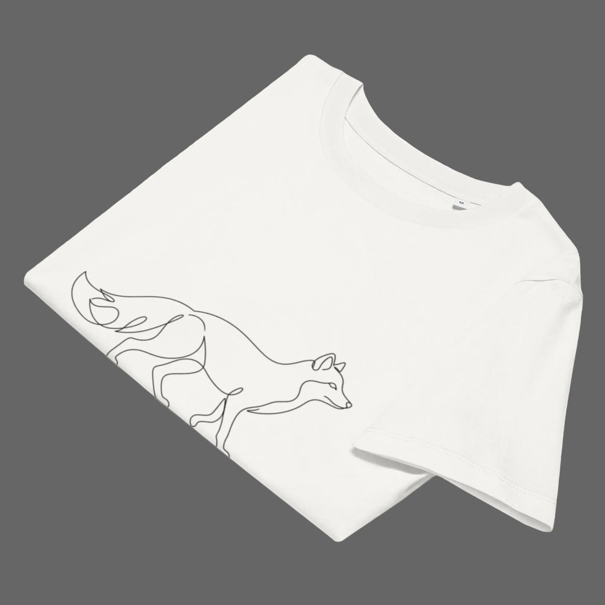 Folded Novapuro Arctic Fox women's organic cotton t-shirt showcasing the elegant Nordic wildlife art.