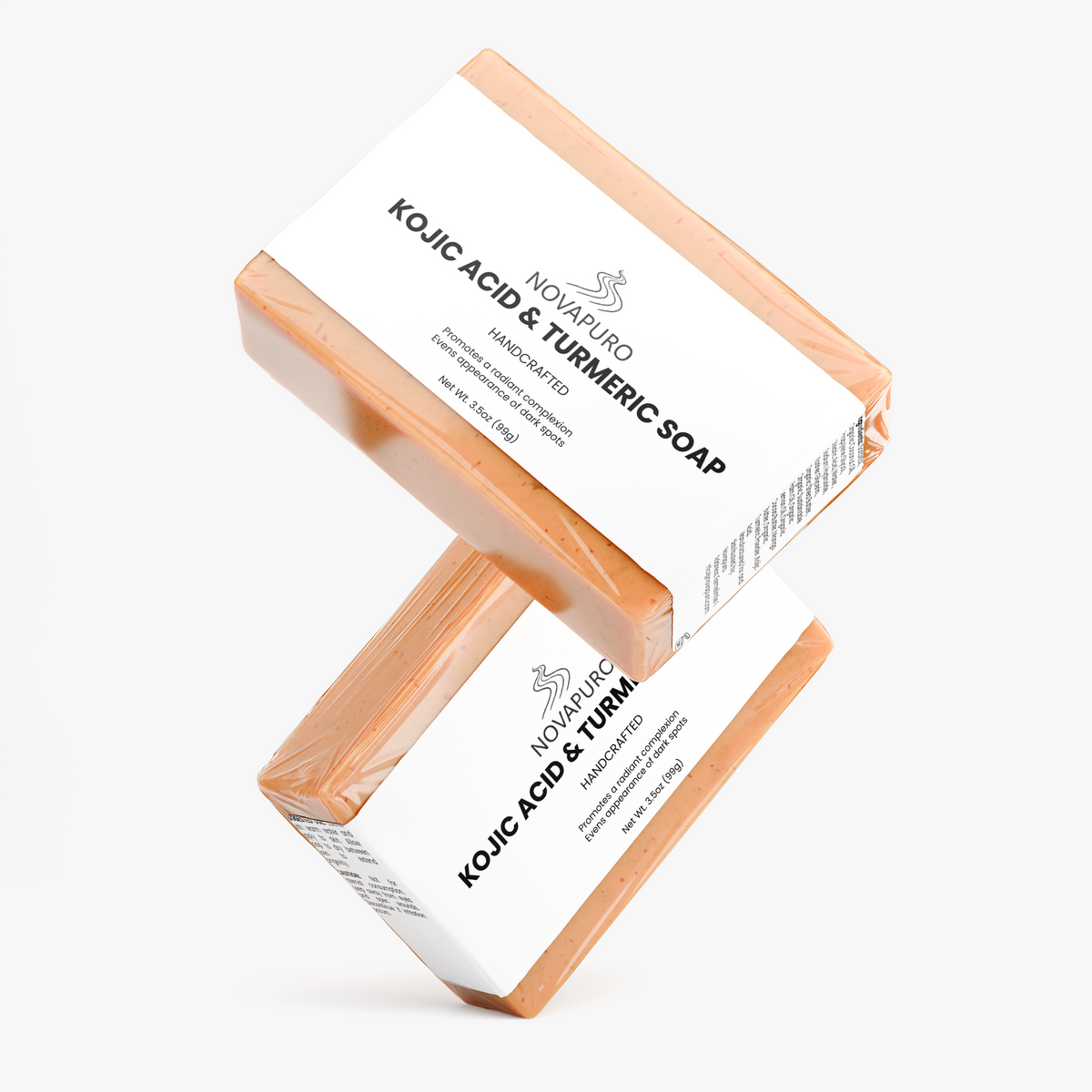 Handcrafted organic Kojic Acid and Turmeric soaps by Novapuro for radiant, hydrated skin.