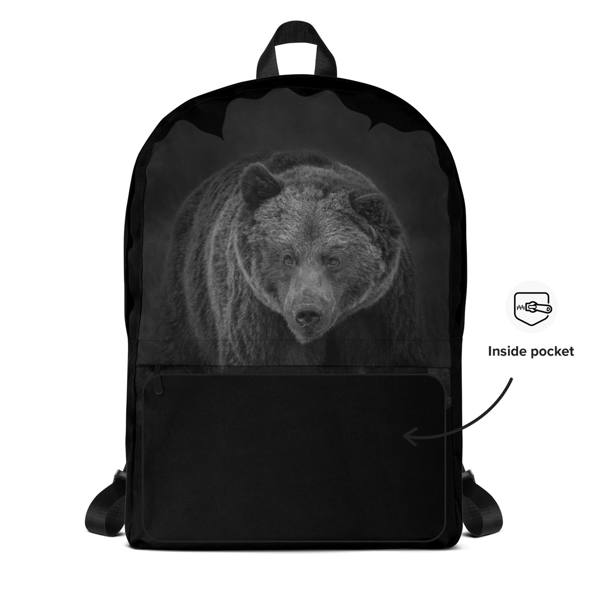 A premium backpack featuring a Nordic bear design, a functional and durable wildlife art collaboration between Novapuro and Auli Leivonen.