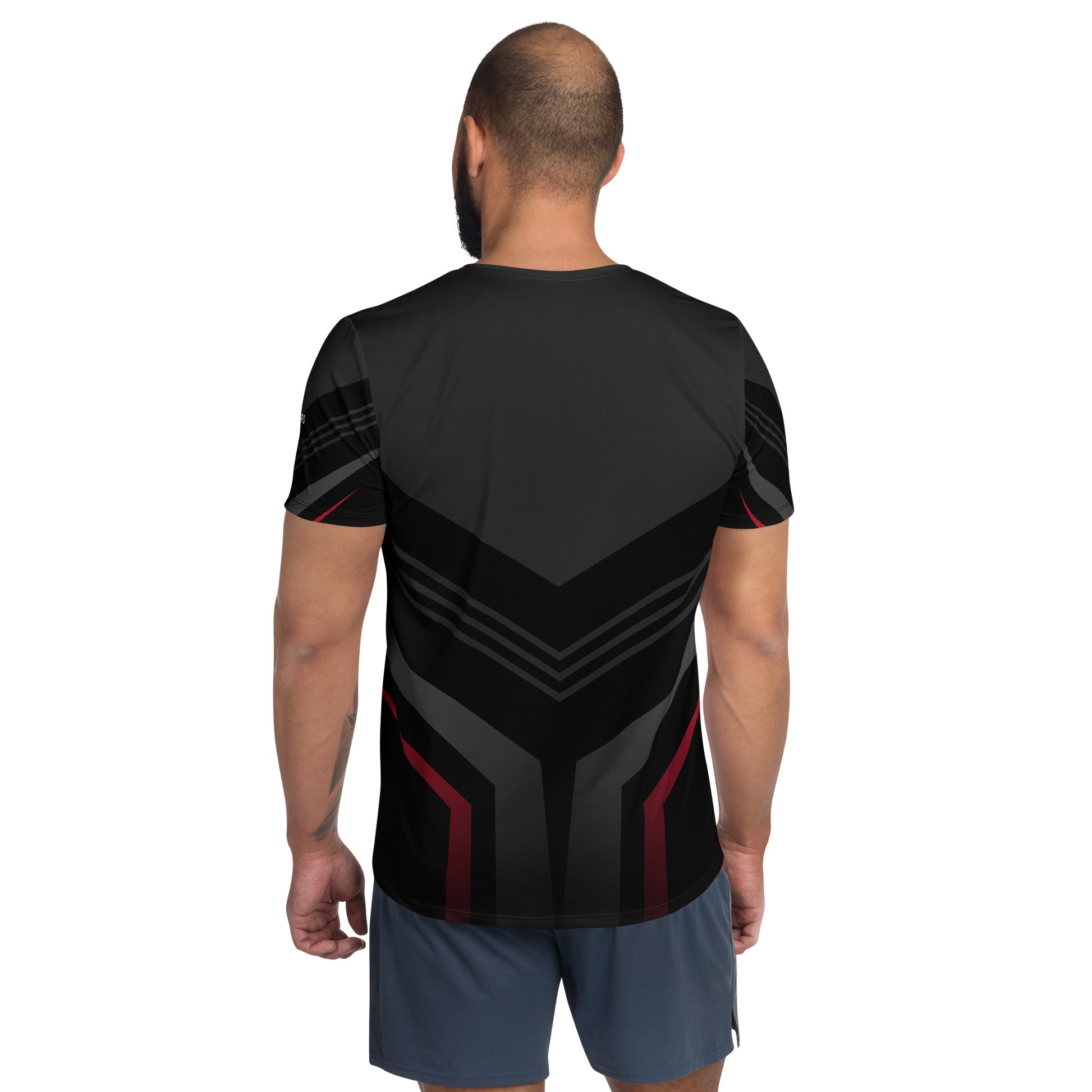 Back view of the black Novapuro Signature men's athletic t-shirt with modern fit