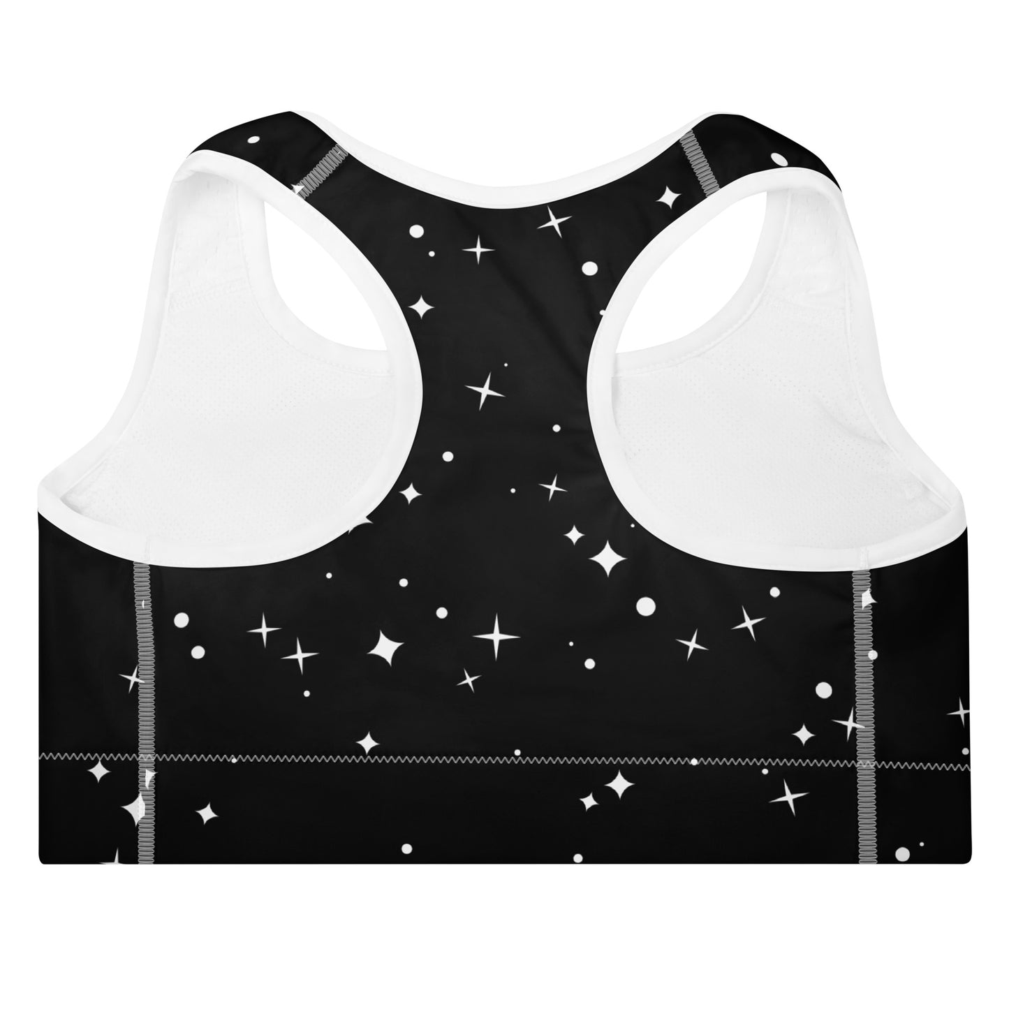 Close up of Nordic Night Sky premium padded sports bra