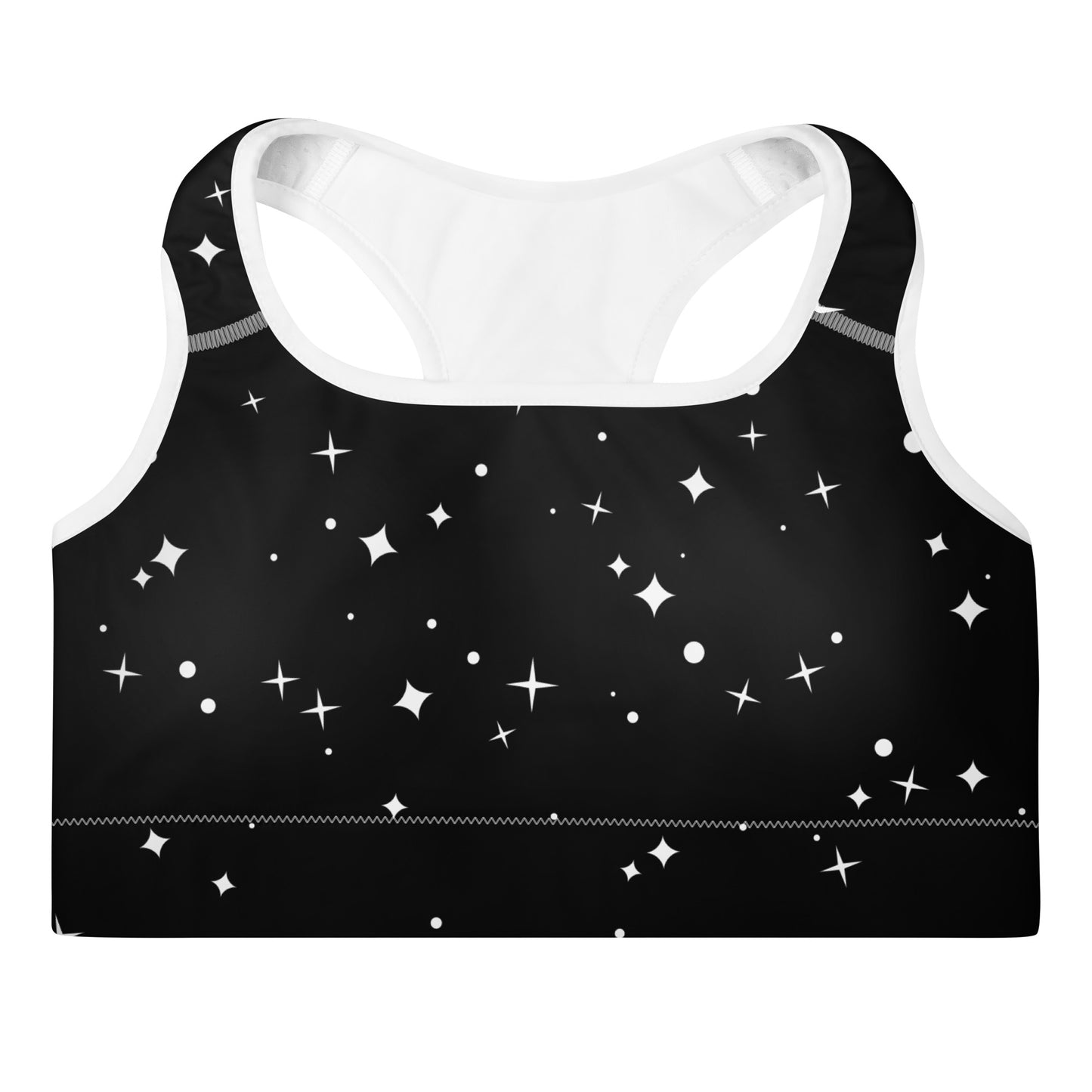 Close up of Nordic Night Sky premium padded sports bra