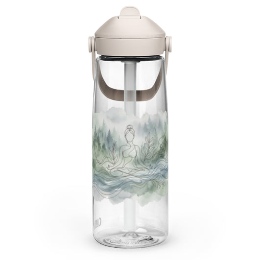 Novapuro Nordic Serenity CamelBak Eco Water Bottle. Durable BPA-free bottle with calm meditation forest design.