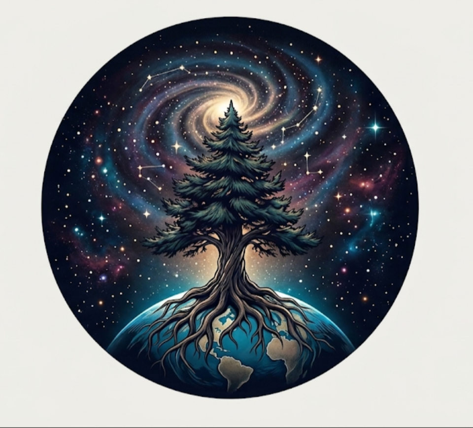 Cosmic Tree of Life Organic Eco Hoodie | Sustainable Galaxy Pullover