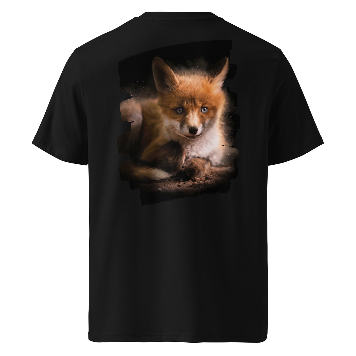 Black organic cotton unisex t-shirt front view, sustainable Nordic streetwear by Novapuro.