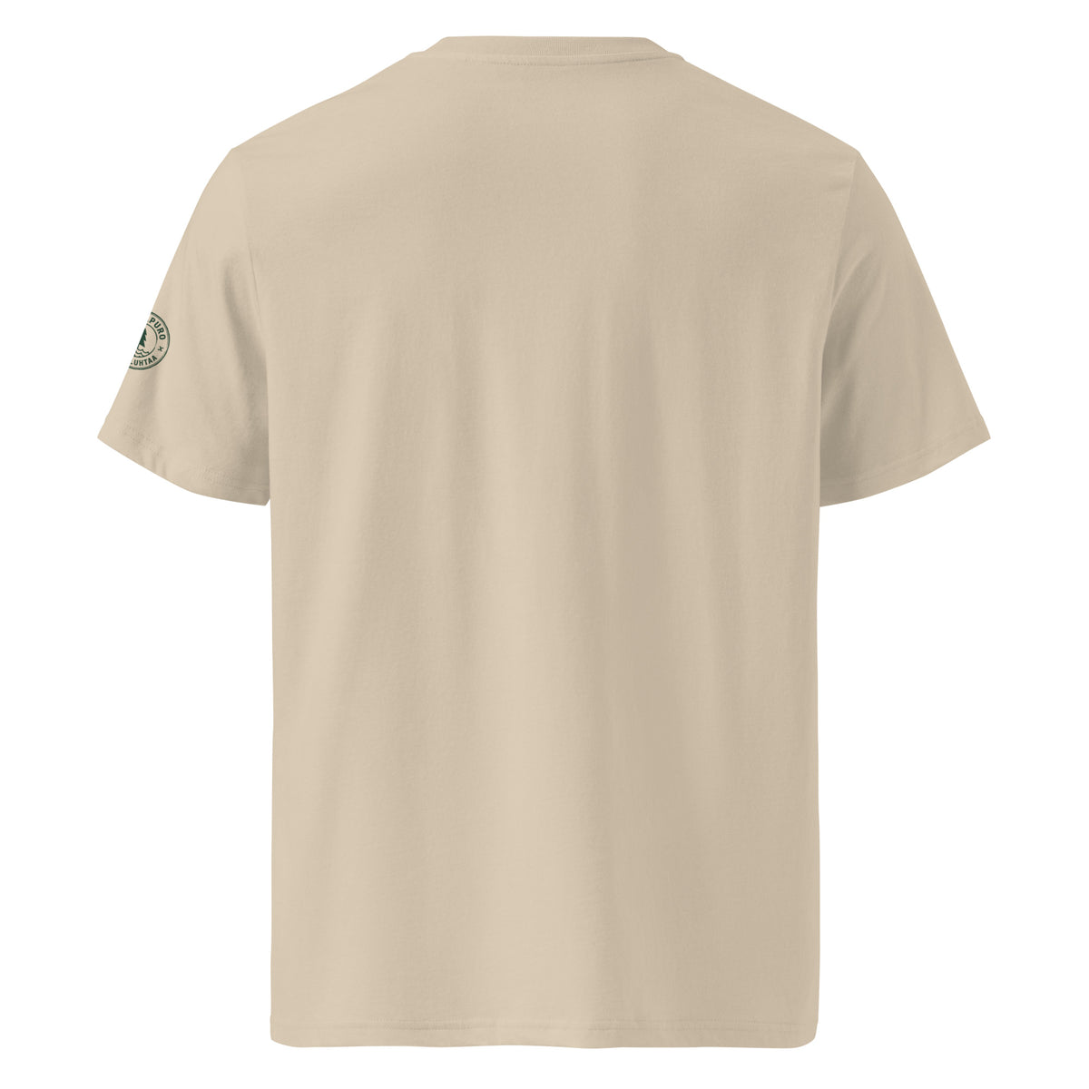 Back view of a blank sand-colored sustainable organic cotton shirt designed for a comfortable everyday fit.