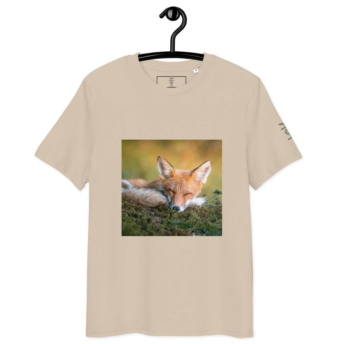 Front view of a person wearing the minimalist organic cotton t-shirt from the Mikko Monto x Novapuro collection.