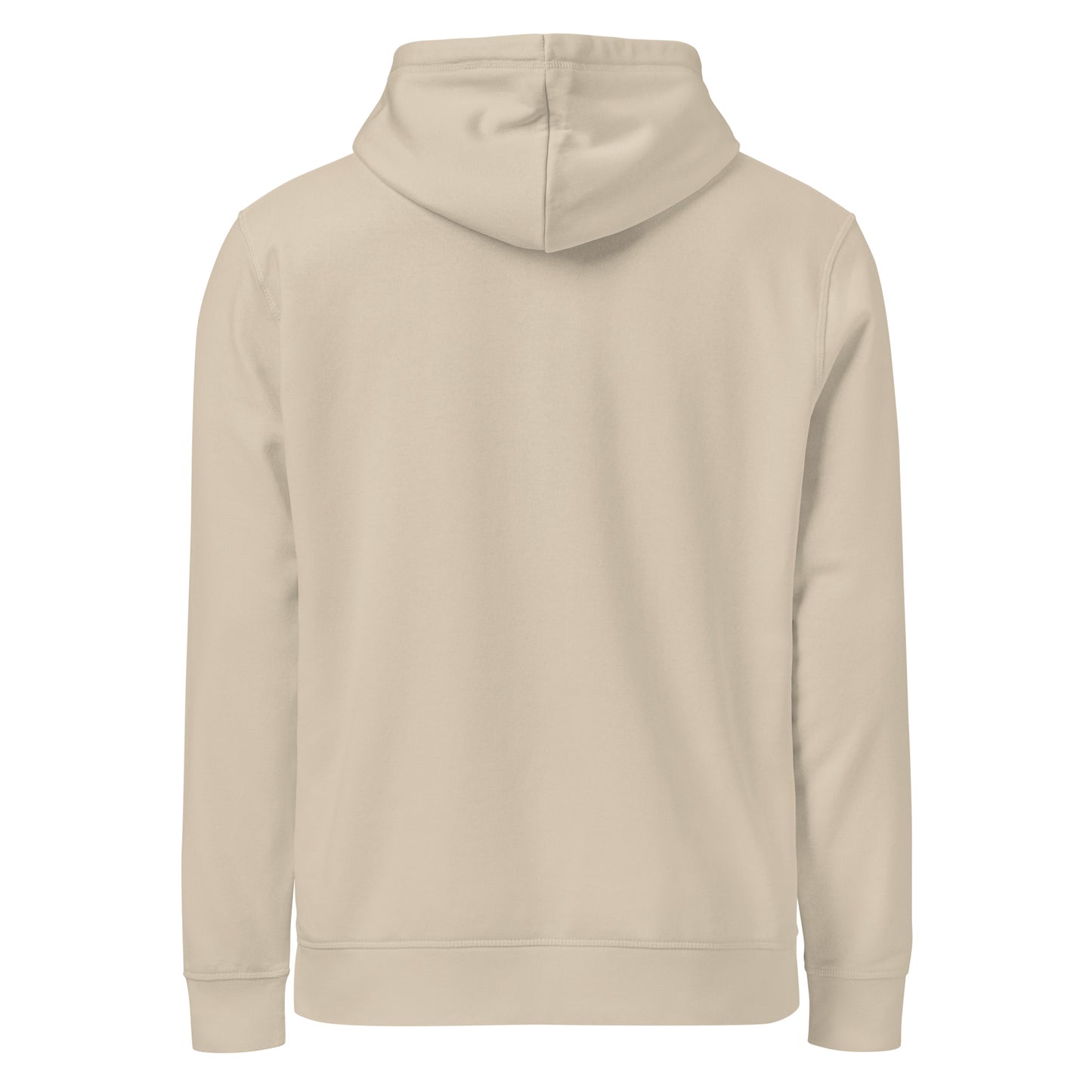 Minimalist line art of a blooming flower and sun with 'Rise and Bloom Novapuro' text on an earthy beige eco-friendly organic hoodie.
