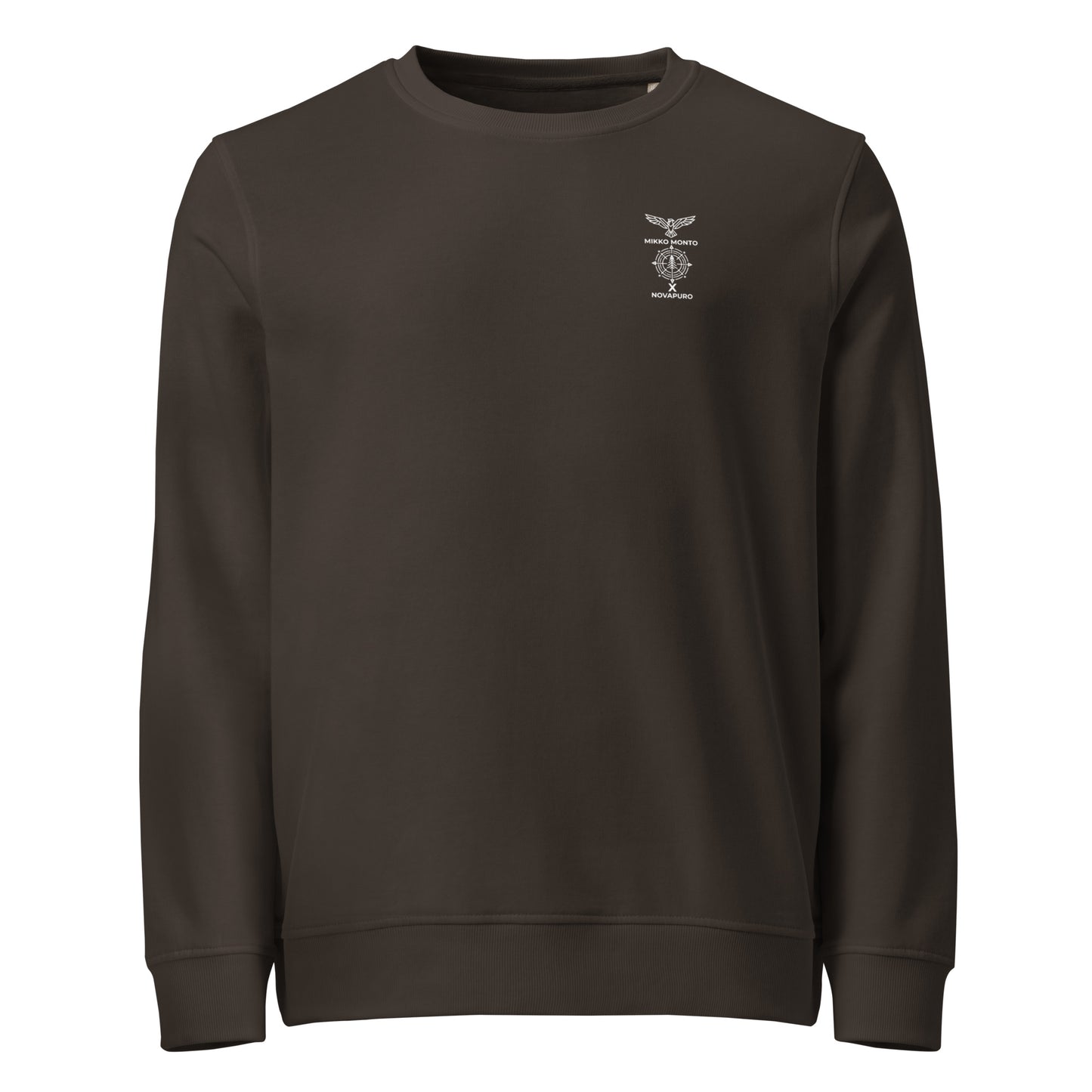 Back view of a black unisex organic sweatshirt by Novapuro featuring a majestic flying osprey wildlife photograph by Mikko Monto.
