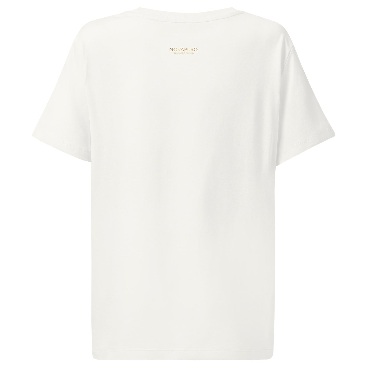 Back view of the white Novapuro Nordic Cloudberry sustainable organic t-shirt.